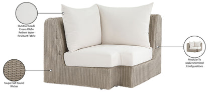 Seacrest - Olefin Water Resistant Fabric And Wicker Outdoor Patio Corner Chair