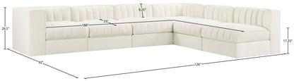 Rummi - Velvet Performance Fabric Upholstered 6 Piece Modular Sectional (With 3 Corner Chairs)
