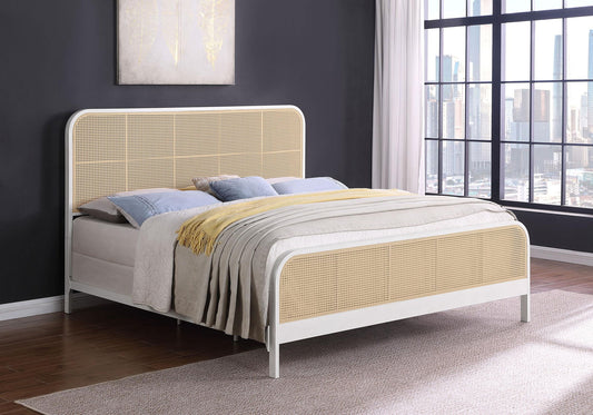 Lanewood Open Cane Webbing Metal Eastern King Bed White