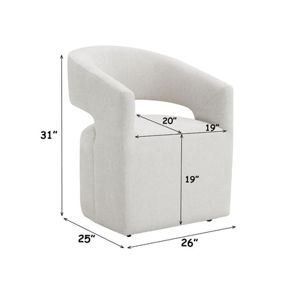 Libni - Arm Chair With Casters - Cream Linen