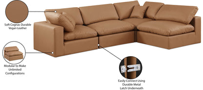 Comfy - 4 Piece Faux Leather Modular Armless Sectional