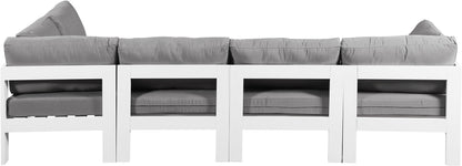 Nizuc - Outdoor Patio 5 Piece Modular Sectional With White Frame