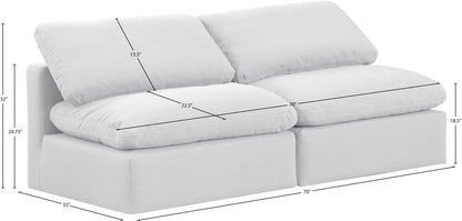 Indulge - Linen 2 Piece Modular Armless Sofa - White