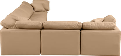 Indulge - Faux Leather 6 Piece Modular Corner Sectional - Tan