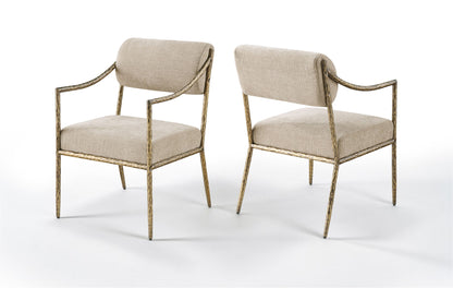 Bastille - Upholstered Dining Arm Chair (Set of 2) - Brass Frame