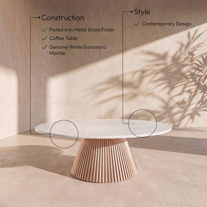 Cindra - Genuine Marble Top And Iron Base Table