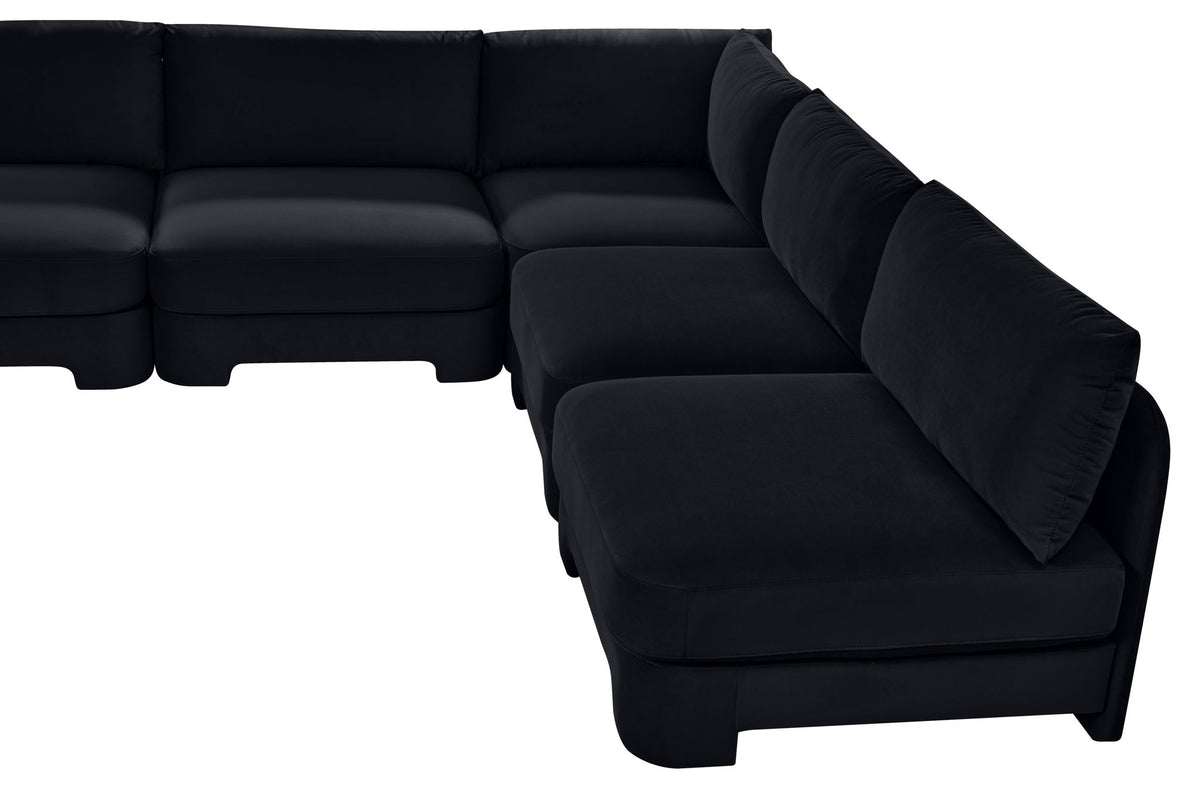 Hammond - Velvet Performance Fabric Upholstered 5 Piece Armless Sectional