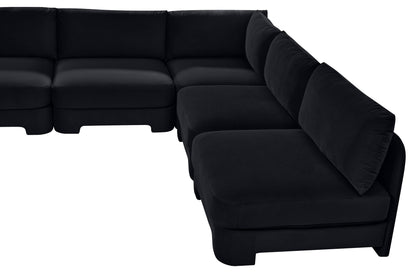 Hammond - Velvet Performance Fabric Upholstered 5 Piece Armless Sectional