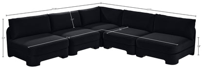 Hammond - Velvet Performance Fabric Upholstered 5 Piece Armless Sectional