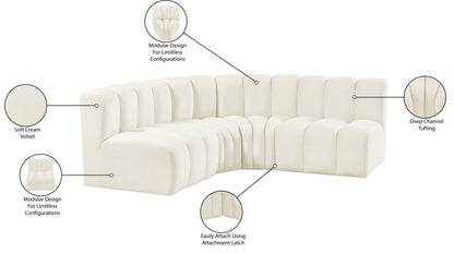 Arc - Velvet 4 Piece Corner Modular Sofa