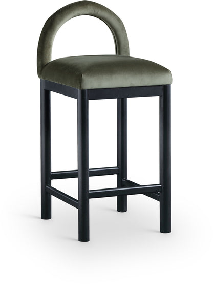 Conrad - Velvet Counter Stool With Black Legs