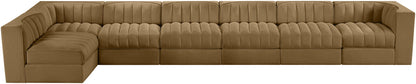 Rummi - Velvet Performance Fabric Upholstered 7 Piece Modular Sectional, L-Shaped (Right)
