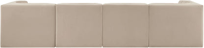 Rummi - Velvet Performance Fabric Upholstered 4 Piece Modular Sofa