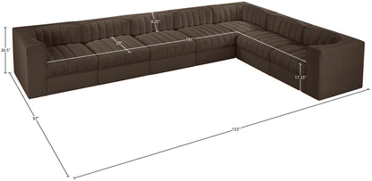 Rummi - Velvet Performance Fabric Upholstered 7 Piece Modular Sectional (With 3 Corner Chairs)