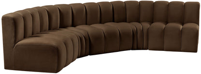 Arc - Velvet 5 Piece U-Shaped Modular Sofa