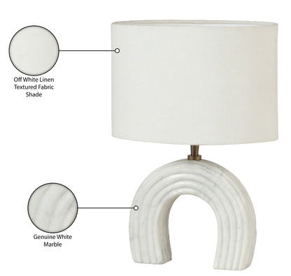 Lithos - Genuine Marble Base And Linen Textured Fabric Shade Table Lamp