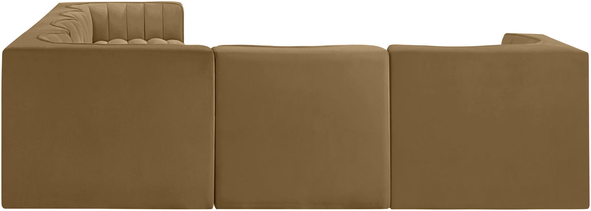 Rummi - Velvet Performance Fabric Upholstered 6 Piece Modular Sectional (With 3 Corner Chairs)