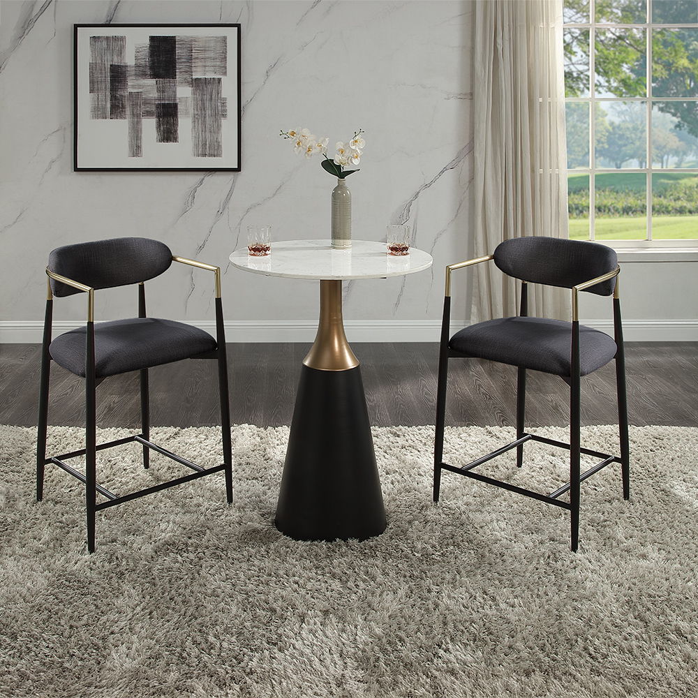 Jaramillo - Counter Height Table - Natural Marble Top & Black