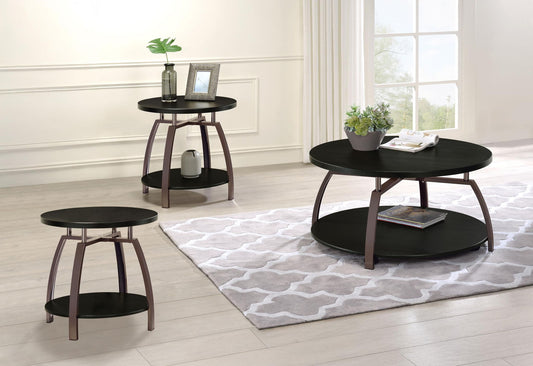 Dacre 3-piece Round Coffee and End Table Set Dark Charcoal