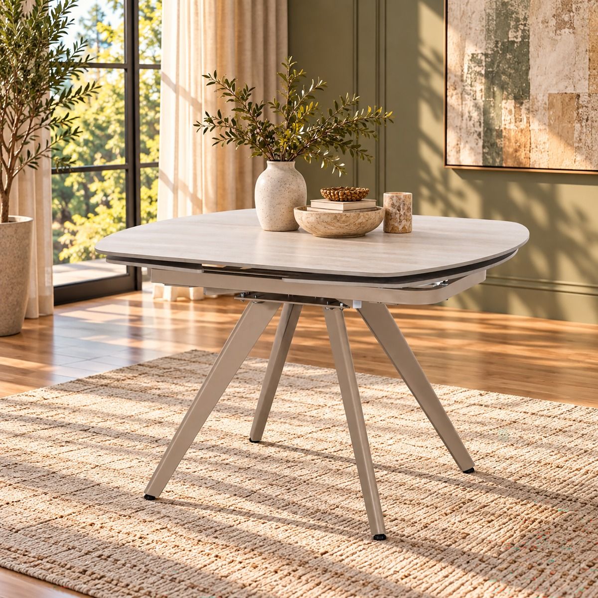 Bexley - Dining Table With Ceramic Top - Cream