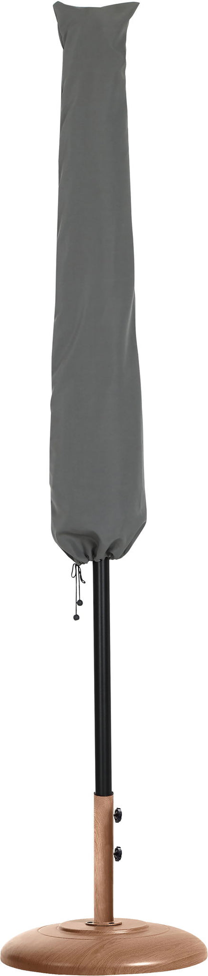 Fiji - Aluminum Patio Umbrella With Round Teak And Black Base
