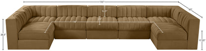 Rummi - Velvet Performance Fabric Upholstered 7 Piece Modular Sectional (With 2 Corner Chairs)