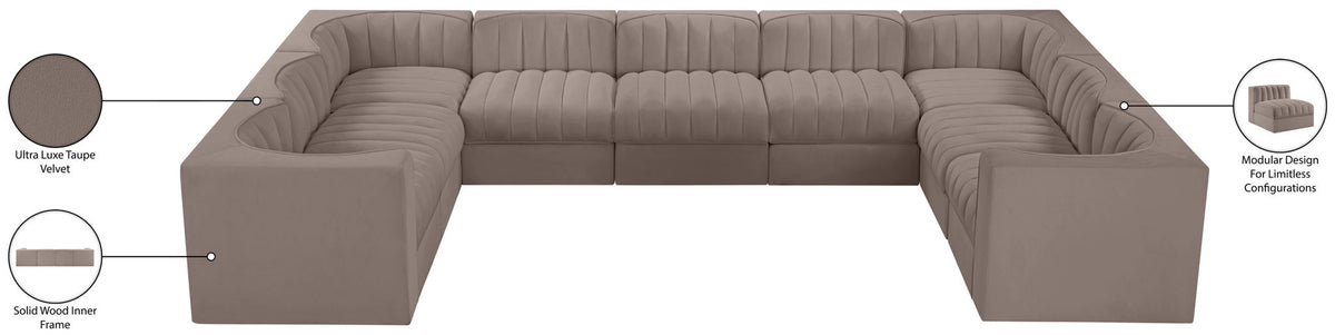 Rummi - Velvet Performance Fabric Upholstered 9 Piece Modular Sectional