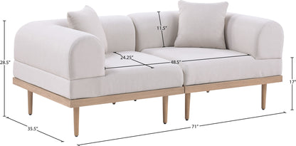 Laguna - 2 Piece Resilient Water Resistant Fabric 71" Upholstered Outdoor Patio Modular Loveseat