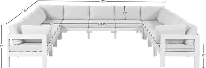 Nizuc - Outdoor Patio 11 Piece Modular Sectional With White Frame