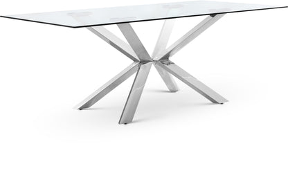 Juno - Glass Dining Table - Silver