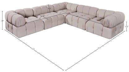 Orin - Velvet 5 Piece Modular Corner Sectional