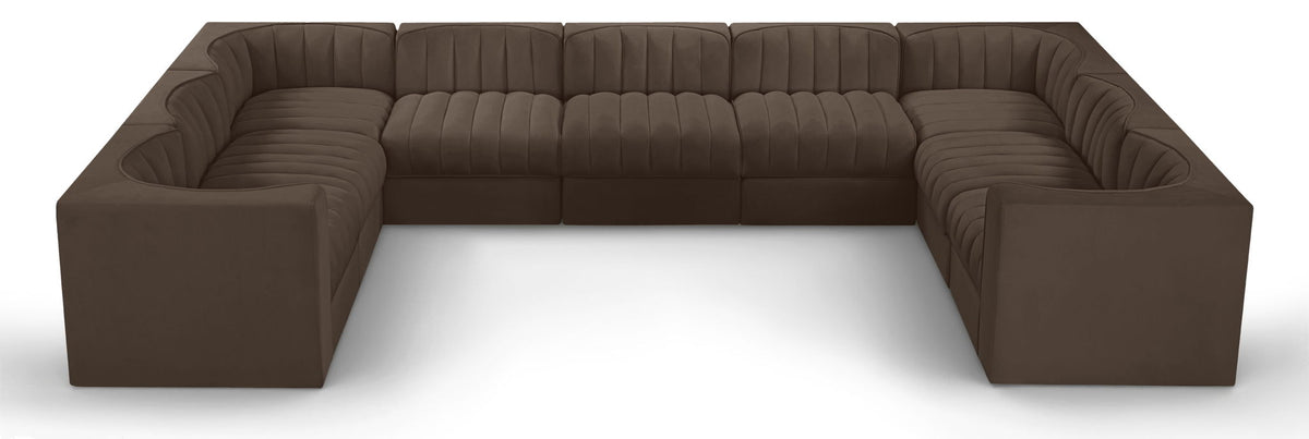 Rummi - Velvet Performance Fabric Upholstered 9 Piece Modular Sectional