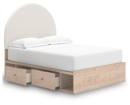 Arloster - 4 Pc. - Full Panel Storage Bed, Dresser, Mirror And Nightstand - Tan