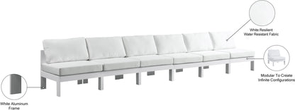 Nizuc - Outdoor Patio 6 Seat Armless Modular Sofa With White Frame