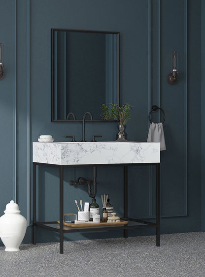Marmo - Engineered Marble Bathroom Vanity With Black Base