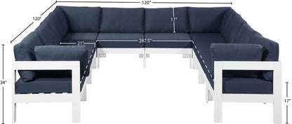 Nizuc - Outdoor Patio 10 Piece Modular Sectional With White Frame