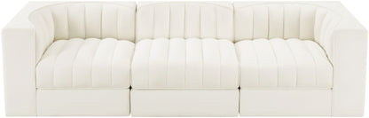 Rummi - Velvet Performance Fabric Upholstered 3 Piece Modular Sofa