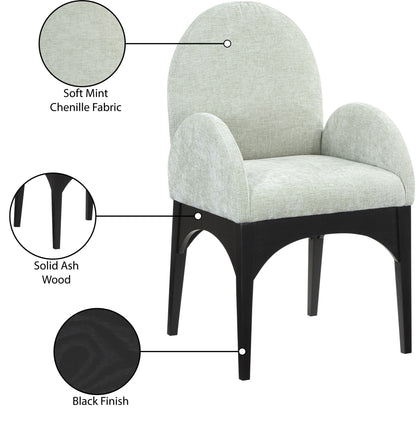 Waldorf - Chenille Dining Arm Chair With Black Legs
