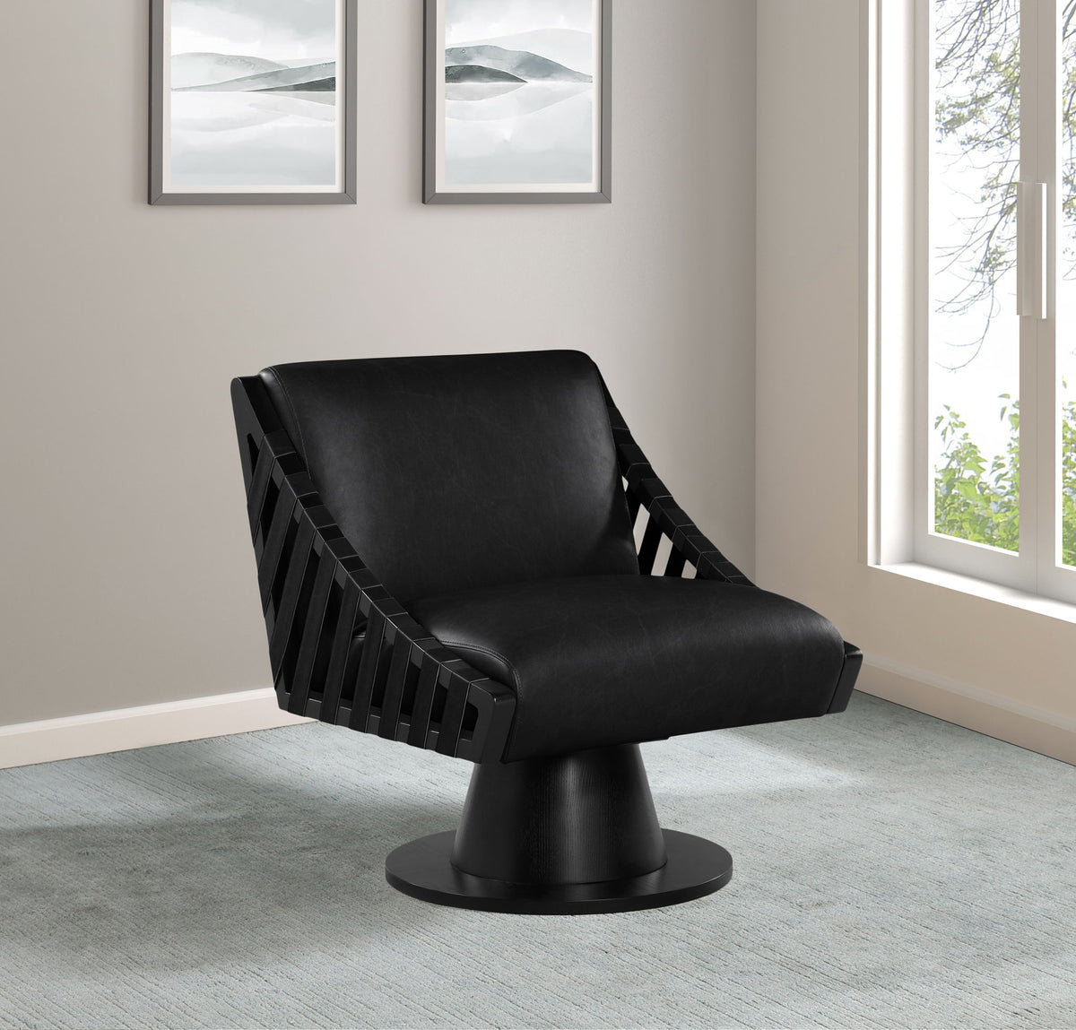 Millwin - Swivel Accent Chair With Black Base