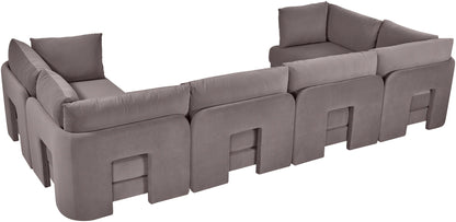 Hammond - Velvet Performance Fabric Upholstered 6 Piece U-Shaped Sectional