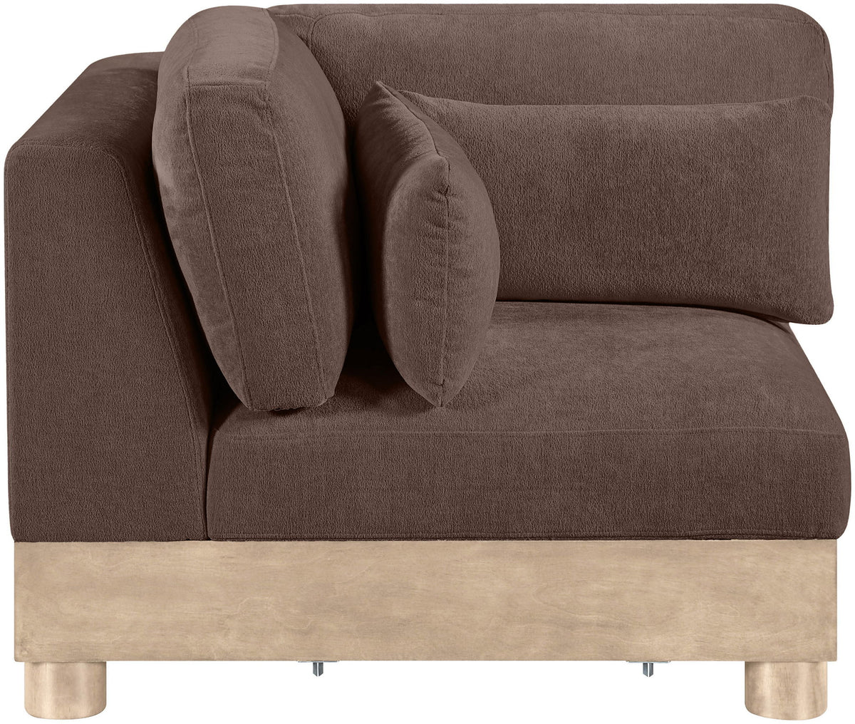 Turin - Chenille Fabric Upholstered Modular Corner Chair - Natural Base