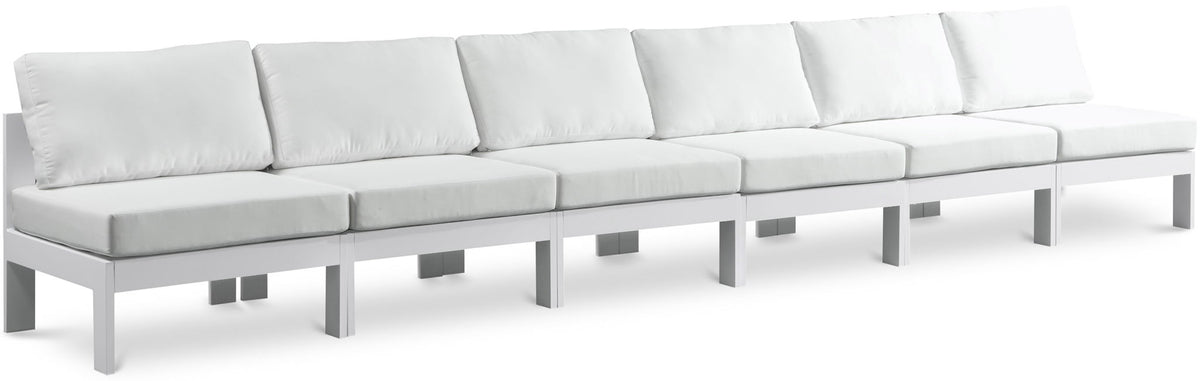 Nizuc - Outdoor Patio 6 Seat Armless Modular Sofa With White Frame