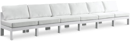 Nizuc - Outdoor Patio 6 Seat Armless Modular Sofa With White Frame