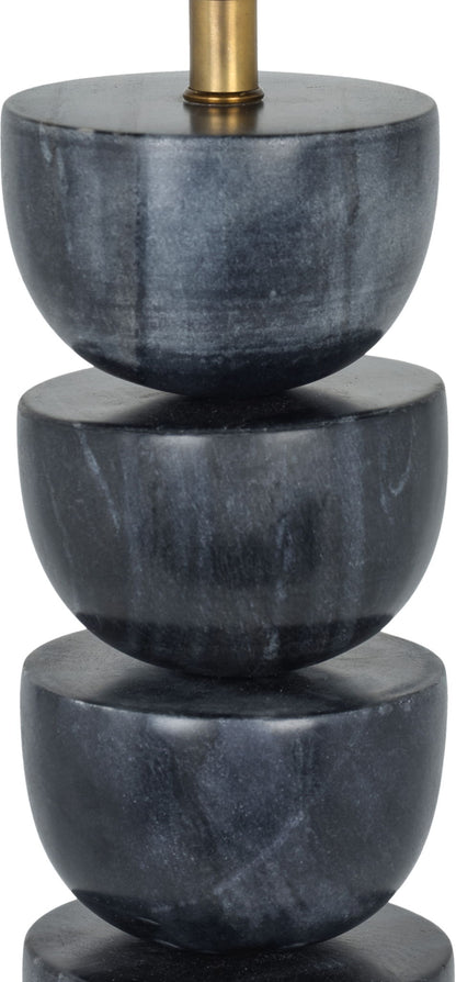 Opus - Genuine Marble, Linen Textured Fabric And Brass Table Lamp