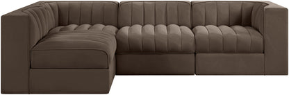 Rummi - Velvet Performance Fabric Upholstered 4 Piece Modular Sectional