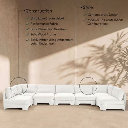 Hammond - Velvet Performance Fabric Upholstered 7 Piece U-Shaped Armless Sectional