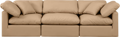 Indulge - Faux Leather 3 Piece Modular Sofa - Tan