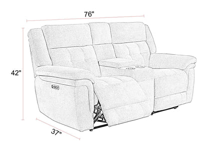 Richland - Power Reclining Console Loveseat - Bristol Gray