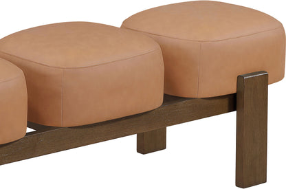 Woodcrest - Vegan Leather Upholstered Bench - Painted Brown Walnut Base
