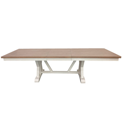 Americana Modern Dining - Extendable Trestle Table With 8 Upholstered Chairs - Cotton